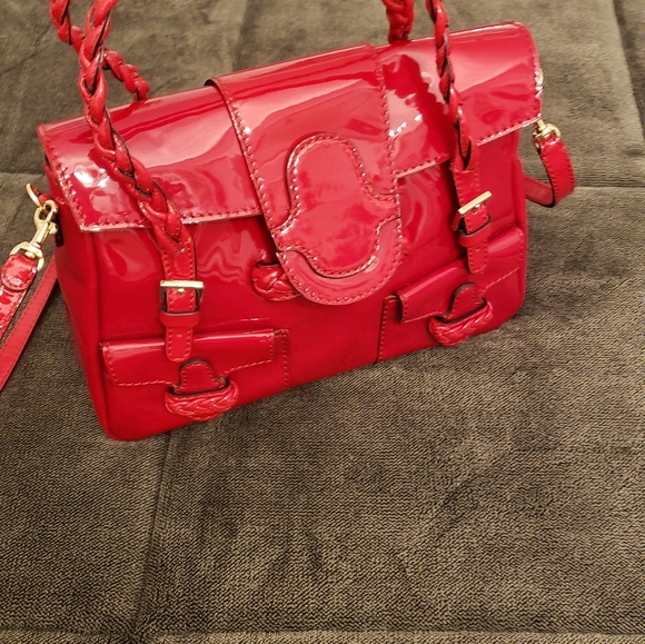 Valentino RED hand bag lacquer histore NEW - Picture 3 of 15